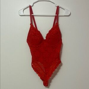 Vintage Red Lace Lingerie Body Suit